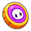 Fall Guys Kudos cursor: a shiny Kudos coin, sticker style