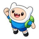 Finn the Human cursor: chibi Finn in his white bear hat, sticker style