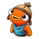 Fortnite Fishstick cursor: chibi Fishstick, the orange fish, sticker style