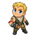Fortnite Jonesy cursor: chibi Jonesy in his default outfit, sticker style
