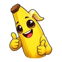 Fortnite Peely cursor: chibi Peely the banana with a big grin, sticker style