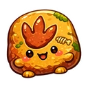 Fossil Friend cursor: smiling orange rock slab with a red dinosaur footprint, a fish bone fossil and patches of moss
