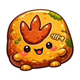 Fossil Friend cursor: smiling orange rock slab with a red dinosaur footprint, a fish bone fossil and patches of moss