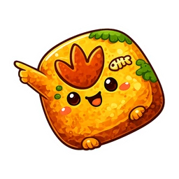 Fossil Friend hover pointer: the same smiling orange rock slab with a dinosaur footprint, one arm pointing left