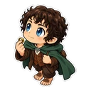Frodo Baggins cursor: chibi Frodo, sticker style