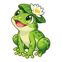 Frog Lily cursor: green frog, sticker style