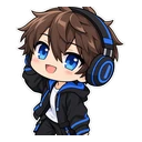 Gacha Club Headphone Boy cursor: a Gacha boy wearing headphones, sticker style