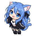 Gacha Life Cat Girl cursor: a chibi Gacha girl with cat ears, sticker style