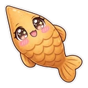 Gacha Neko hover pointer: a fish snack pointing up-left