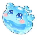 Genshin Slime cursor: Hydro Slime, kawaii chibi sticker style