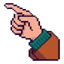 Geography Teacher Pack hover pointer: pixel art hand with a brown sleeve and green knitted cuff, pointing up-left
