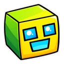 Geometry Dash Cube cursor: the classic yellow-green cube icon, sticker style