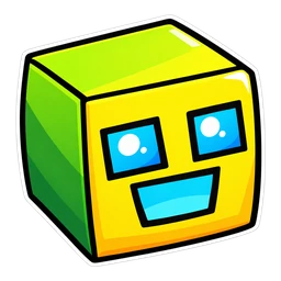 Geometry Dash Cube cursor: the classic yellow-green cube icon, sticker style