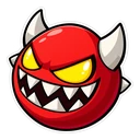 Geometry Dash Demon cursor: the Demon difficulty face, sticker style