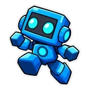 Geometry Dash Robot cursor: the robot icon mid-jump, sticker style