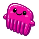 Glossy Magenta Comb cursor: glossy magenta comb with chunky teeth, two small arms and a smiling face