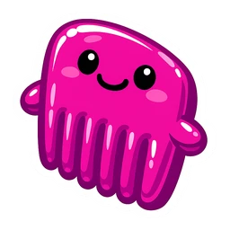 Glossy Magenta Comb cursor: glossy magenta comb with chunky teeth, two small arms and a smiling face