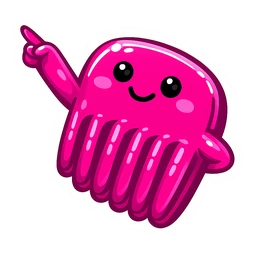 Glossy Magenta Comb hover pointer: the same smiling magenta comb raising one arm to point up-left