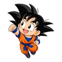 Goku cursor: chibi Goku in his orange gi, sticker style