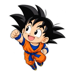 Goku cursor: chibi Goku in his orange gi, sticker style