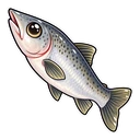 Gollum hover pointer: raw fish pointing up-left