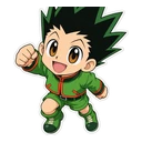 Gon Freecss cursor: chibi Gon in his green outfit, sticker style