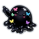 Metro Splat Butterflies hover pointer: the same glossy black ink blob with butterflies, raising an arm to point up-left