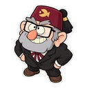 Grunkle Stan cursor: chibi Grunkle Stan in his fez, sticker style