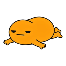 Gudetama Color Pack cursor: Gudetama, an orange egg yolk with sleepy half-closed eyes, lying flat on its belly