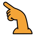 Gudetama Color Pack hover pointer: orange yolk-coloured hand with a bold black outline pointing up-left