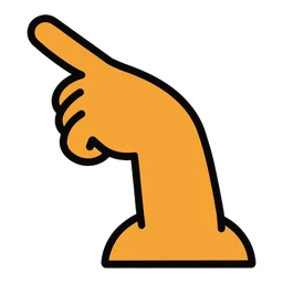 Gudetama Color Pack hover pointer: orange yolk-coloured hand with a bold black outline pointing up-left