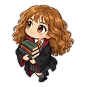 Hermione Granger cursor: chibi Hermione with her books, sticker style
