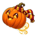 Hogwarts Halloween cursor: floating Hogwarts pumpkin, sticker style
