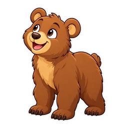 Honey Bear cursor: cheerful brown bear, sticker style