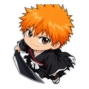 Ichigo Kurosaki cursor: chibi Ichigo with orange hair, sticker style
