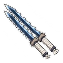 Inosuke Hashibira hover pointer: his jagged twin swords pointing up-left