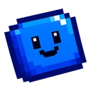 Invisible Blue Pixel cursor: tilted bright blue pixel art square with a simple smiling face and a white highlight