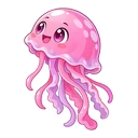 Jellyfish Pearl cursor: pink jellyfish, sticker style