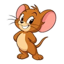 Jerry Mouse cursor: chibi Jerry with a cheeky grin, sticker style