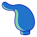 Kawaii Stingray & Sunfish hover pointer: rounded blue fin with a mint green edge, its tip curling up-left