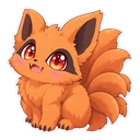 Kurama cursor: a fluffy chibi Kurama, the Nine-Tailed Fox, sticker style