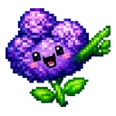 Lilac Bloom Pixel hover pointer: the same purple pixel blossom with a green leafy arm pointing up-right