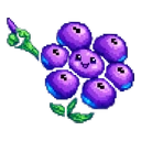 Lilac Field Bloom hover pointer: the same purple pixel flower with a green leafy arm pointing up-left