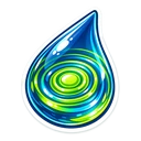 Lime Ripple Wisp cursor: glossy blue water droplet with neon lime ripple rings inside, white sticker outline
