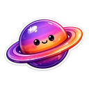 Luminous Ring Buddy cursor: glossy ringed planet with purple, pink and orange bands and a cute smiling face