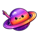 Luminous Ring Buddy hover pointer: the same purple and orange ringed planet raising a small arm to point up-left
