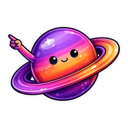 Luminous Ring Buddy hover pointer: the same purple and orange ringed planet raising a small arm to point up-left