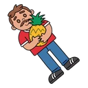 Lynn Sr. & Pineapple cursor: cartoon Lynn Loud Sr. with a moustache, red shirt and blue jeans hugging a pineapple