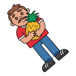 Lynn Sr. & Pineapple cursor: cartoon Lynn Loud Sr. with a moustache, red shirt and blue jeans hugging a pineapple