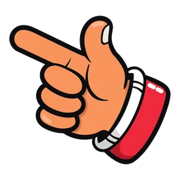 Lynn Sr. & Pineapple hover pointer: cartoon hand with a red and white shirt cuff, index finger pointing up-left